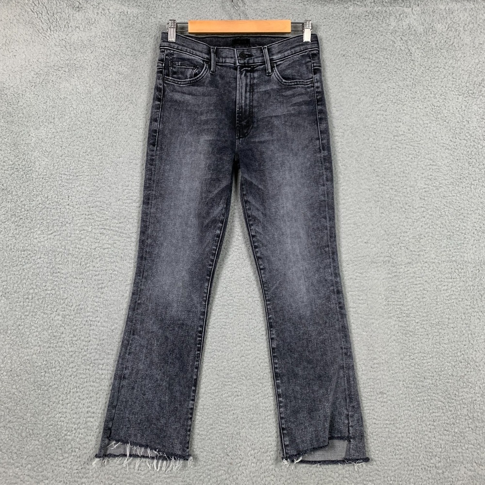 Mother The Insider Crop Jeans Womens 29 Train Stops Step Fray Denim Bootcut $238